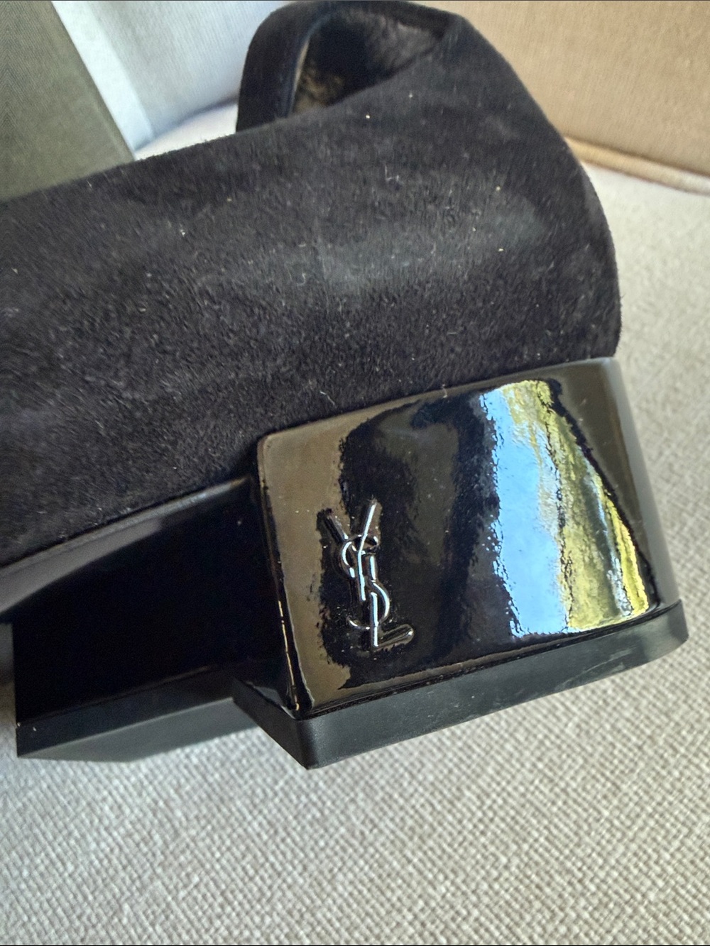 Saint Laurent Black Suede Block Heel Mary Jane Pumps - Picture 3 of 5